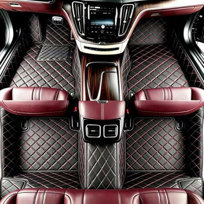 Customize Personalized Floor Mats for Cars, Full Coverage Luxury Car Mats, Anti-Slip Car Mat Set, Custom Floor Mat Suitable 99% of Sedan Trucks SUV auto (Black red A) - color: Black red A