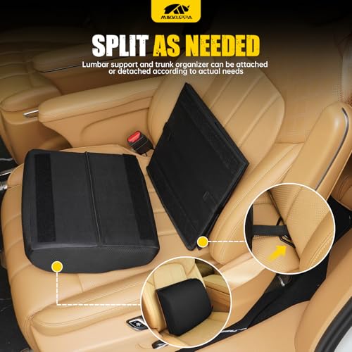 MIKKUPPA Car Seat Organizer & Lumbar Support - 33L Collapsible Front & Back Seat Organizer with Removable Back Support Pillow, Car Storage for SUV Auto Truck Van