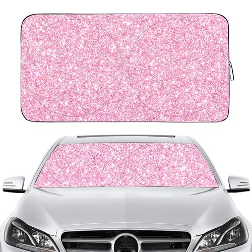 Gven Windshield Sun Shade for Car Front Window Cover Sunshades Visor Automotive Sun Shield for Full-Size Sedan & SUV, Mid-Size SUV, Sports Cars Mid-Size Pickup Truck Car Accessories (Pink, L) - color: Pink, size: Large