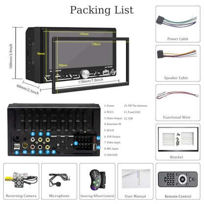 Double Din Car Stereo 6.8" Touch Screen with Apple CarPlay & Android Auto, Physical Knob Control, Bluetooth 5.0, Wireless Apple Car Play Radio, MirrorLink, FM/AM, Backup Camera, USB/Type-C