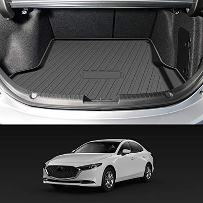 Powerty Trunk Mat for 2019-2024 2025 2026 Mazda 3 Sedan Accessories All Weather TPO Rear Cargo Liner(Not for Hatchback) - size: Cargo Mat｜For｜19-26｜Mazda 3 Sedan