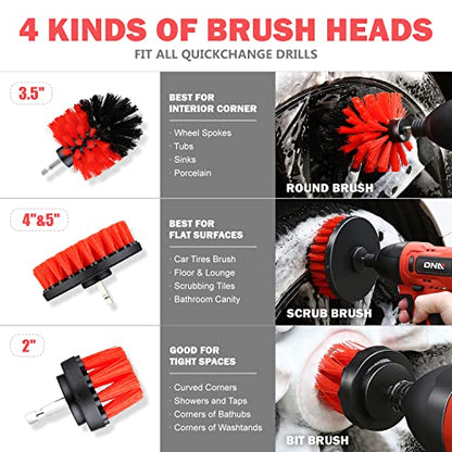 DNA Motoring Car Detailing Brush Cleaning Tools Set with Carry Bag for Auto Interior & Exterior Wheel Dashboard Vent, Red,TOOLS-00278 - style: Detailing Brush set Red