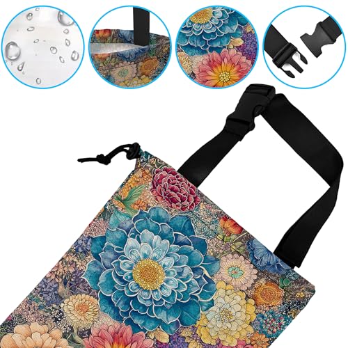 Car Trash Bag Hanging Blooming Flowers Car Trash Can Waterproof Garbage Bag Hanging for Car Back Seat - color: Blooming Flowers