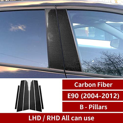 6PCS Car Window B C Pillars Stickers Decal Carbon Fiber Trim Compatible with BMW E90 2004 2005 2006 2007 2008 2009 2010 2011 2012 Accessories - color: E90 (2005-2012)