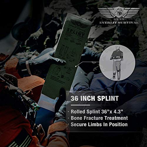 EVERLIT Emergency Trauma Kit, CAT GEN-7 Tourniquet 36" Splint, Military Combat Tactical IFAK for First Aid Response, Critical Wounds, Severe Bleeding Control (Black Camo) - color: Black Camo