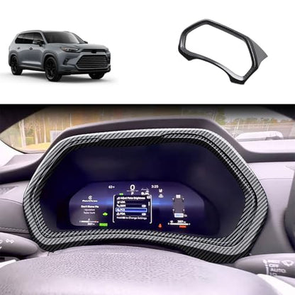 Car Dashboard Cover Compatible With Toyota New Grand Highlander 2024 2025 2026 Dash Board Instrument Panel Frame Dial Dashboard Trim Interior Car Accessories ABS 1PC (Carbon Fiber Style) - color: Carbon Fiber Style