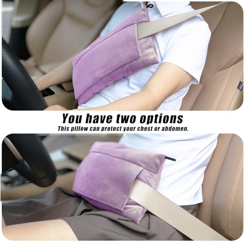 Super Soft Seatbelt Pillow, Seat Belt Pillow for Mastectomy Post-Surgery, Seat Belt Cushion for Heart Surgery Recovery, Hysterectomy Abdominal Incision Recovery Seatbelt (Lavender, Large) - color: Lavender