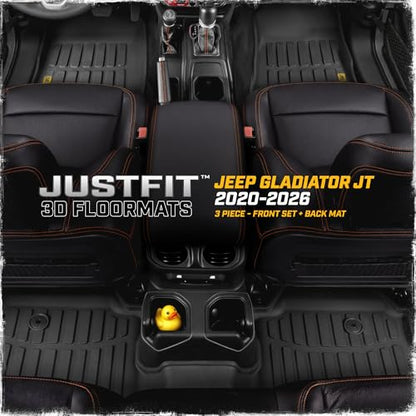 Cat® JustFit™ 3D Floor Mats for Jeep Gladiator (JL) 2020-2026, All Weather Custom Fit Jeep Gladiator Floor Liners with Extended Coverage Design, Car Floor Mats (Full Set Front & Rear) - style: Jeep Gladiator JT (2020-2026 Full Set Front & Rear)