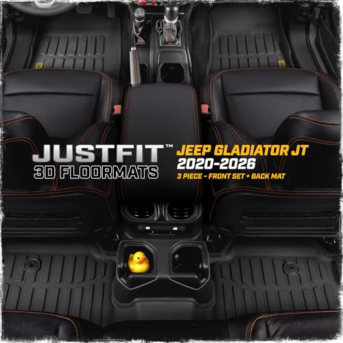Cat® JustFit™ 3D Floor Mats for Jeep Gladiator (JL) 2020-2026, All Weather Custom Fit Jeep Gladiator Floor Liners with Extended Coverage Design, Car Floor Mats (Full Set Front & Rear) - style: Jeep Gladiator JT (2020-2026 Full Set Front & Rear)