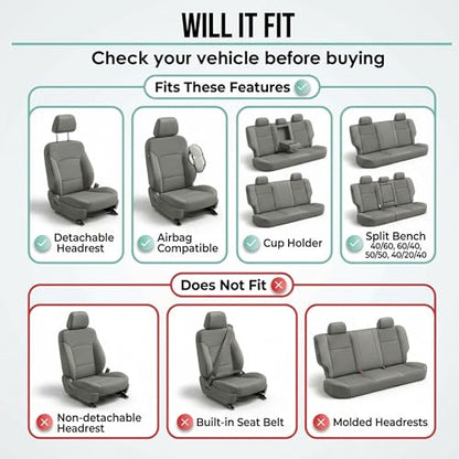 FH Group Automotive Full Set Car Seat Covers Cosmopolitan Flat Cloth, (Airbag Compatible & Split Bench) with Gift- Universal Fit for Cars, Trucks, and SUVS (Beige) - color: BEIGE, size: FULLSET