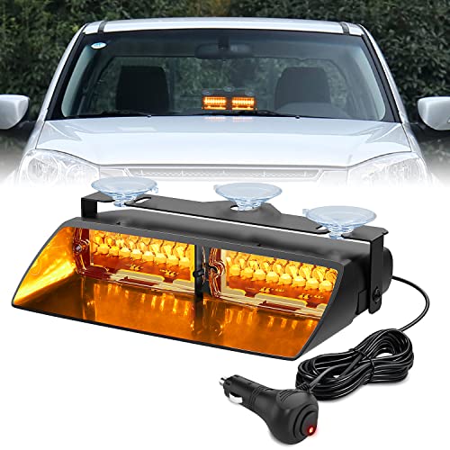 Nilight Emergency Strobe Lights Windshield Hazard Warning Safety Flash Light with Suction Cups Super Bright LED for Police Enforcement Firefighters Vehicle Truck - color: Amber