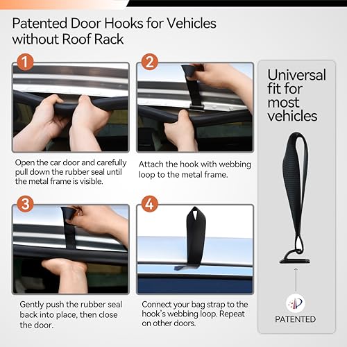 MARCHWAY Waterproof Car Roof Luggage Bag, Weatherproof Soft Shell Rooftop Cargo Carrier Bag for Vehicles with or Without Rack. 6 Door Hooks, Anti Slip Mat, Lock Included (15 Cubic Feet, Orange) - size: 15 Cubic Feet, Orange