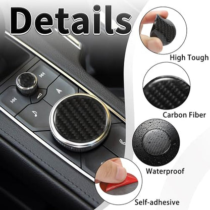 WINKA Center Console Multimedia Knob Button Cover Compatible with Cadillac Escalade XT5 CT5 CT6 XT4 XT6 CT6 Crabon Fiber Media Button Cover Trim Interior Modification Trims for Car Accessories