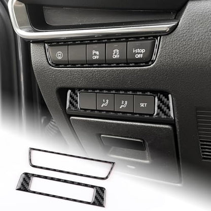 AIRSPEED Carbon Fiber for Mazda 3 Axela 2019-2025 Driver Side Center Console Button Frame Cover Interior Trim Accessory, Black - color: Driver Side Button Frame