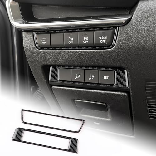 AIRSPEED Carbon Fiber for Mazda 3 Axela 2019-2025 Driver Side Center Console Button Frame Cover Interior Trim Accessory, Black - color: Driver Side Button Frame