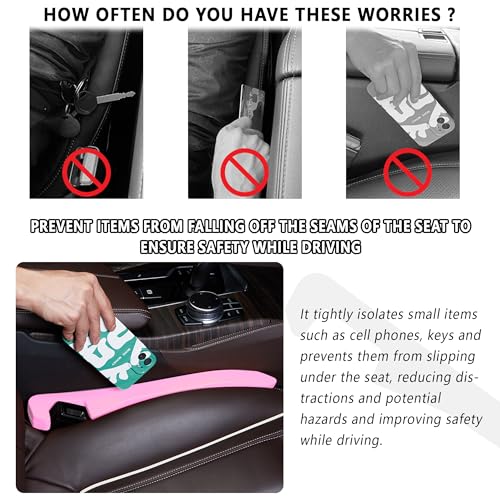 Junecarp Car Seat Gap Filler 2 Pack,Car Gap Filler Organizer to Impede Items from Dropping,Essential Interior Car Accessories Seat Gap Plug (Pink) - color: Pink/2pcs