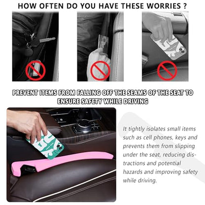Junecarp Car Seat Gap Filler 2 Pack,Car Gap Filler Organizer to Impede Items from Dropping,Essential Interior Car Accessories Seat Gap Plug (Pink) - color: Pink/2pcs