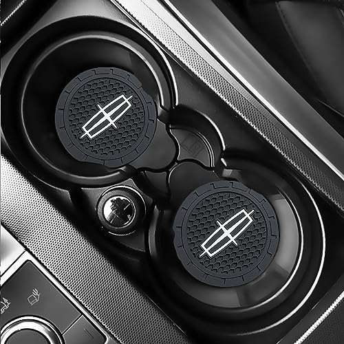 Car Cup Holder Coaster for Lincoln Recessed Silicone Cupholder Coaster Interior Accessories 2.75in 2Pack - color: Black-11