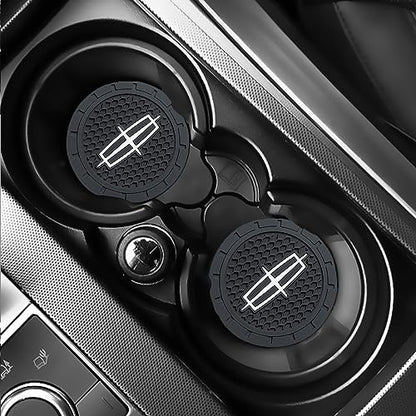 Car Cup Holder Coaster for Lincoln Recessed Silicone Cupholder Coaster Interior Accessories 2.75in 2Pack - color: Black-11