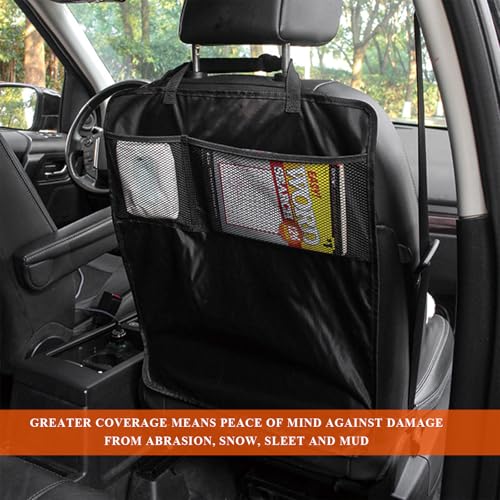 2 PCS Kick Mats with Organizer, Waterproof Auto Backseat Protector Oxford Kick Mat with 2 Mesh Pockets, Large Seat Back Covers Protect Against Kids Feet Dust Mud Scratches