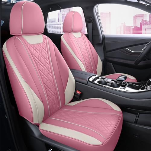 SanQing Car Seat Covers Full Set, Super Luxurious Heavy Duty Waterproof Leather Automotive Vehicle Cover for Cars SUV Pick-up Truck, Universal Non-Slip Seat Car Accessories (Full Set/Pink) - color: Full Set/Pink
