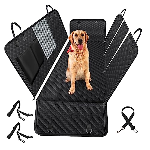Vailge 100% Waterproof Convertible Dog Car Seat Covers, Waterproof Dog Seat Cover with Mesh Window, Heavy Duty seat Cover for Dogs, Dog car Hammock Pet Seat Cover for Cars Trucks suvs,Black,Standard - color: Black With Mesh, size: Standard(56"W x 60"L)