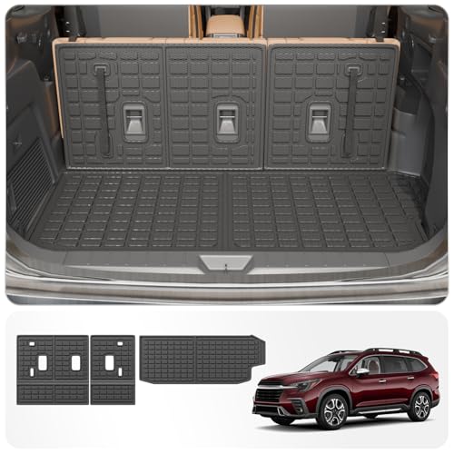 Cargo Mat Compatible with 2019-2025 2026 Subaru Ascent Cargo Liner Trunk Liner TPE Back Seat Cover Protector 2023 Ascent Accessories (Fit 7&8 Seats, Trunk Mat+3rd Row Backrest Mats) - style: For Aubaru Ascent | 2019-2026