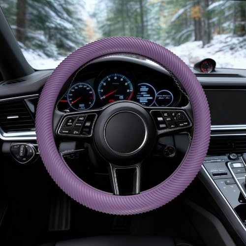 WOCOCN Car Steering Wheel Cover, Thin Anti-Skid Silicone Steering Wheel Cover for Men & Women, Universal Automotive Interior Accessories for Most Cars (Purple) - color: Purple