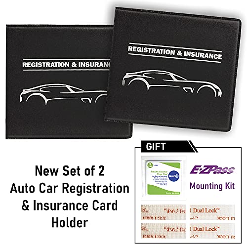 CANOPUS Car Registration and Insurance Holder, Car Document Holder, Vehicle Registration and Insurance Card Holder, Wallet for Auto, Trailer, Motorcycle, Truck, Vehicle Paperwork Organizer (2 Pack) - size: Car