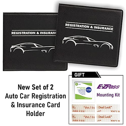 CANOPUS Car Registration and Insurance Holder, Car Document Holder, Vehicle Registration and Insurance Card Holder, Wallet for Auto, Trailer, Motorcycle, Truck, Vehicle Paperwork Organizer (2 Pack) - size: Car