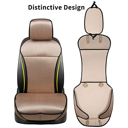 Auto Newer Luxury Breathable Car Seat Cover Fit Four Seasons, Universal Front of Car Seat Cushions, Bottom Seat Covers of Full Wrapped Edge,Universal Fit for 95% Cars,SUV,Pickup(Beige，2PCS) - color: Beige-2PCS