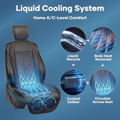 Liquid Cooling Car Seat Cover Front Seat, Air Conditioned Cooling Seat Cooler (Not Fan), Cooling Seat Cushion for Cars with 3 Modes, Quiet, Works Without A/C, Fits Car SUV Truck, Classic Black - color: Classic Black