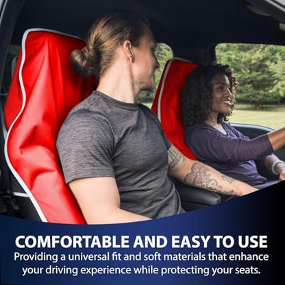 Dri Seats Waterproof Car Seat Cover – Premium Sweat Towel with Slip Resistant Backing for Front Seats in Cars, Trucks, SUVs – Universal Seat Covers & Liner, Easy Install (Red, Large) - color: Red, size: Large