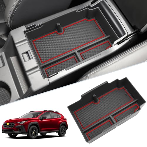 SKTU for 2024 2025 2026 Subaru Crosstrek/Impreza Center Console Organizer 2024-2026 Crosstrek Hybrid Console Tray 2024 2025 2026 Impreza Accessories Tray 2024 2025 2026 Crosstrek Accessories (Red) - color: for 2024+ Crosstrek/Impreza Red