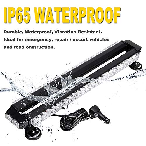 26'' 54 LED Emergency Strobe Rooftop Flashing Light Bar, Double Side Hazard Warning Beacon Safety Lights w/Magnetic for Tow Vehicles Firefighter Cars Trucks Traffic Security, Red & Blue - color: Red & Blue, size: 26''