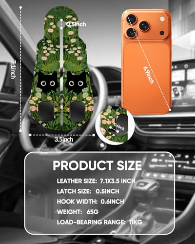 WOCOCN 2 Pack Car Purse Hook for Car Seat Headrest, Double-Sided PrintingPU Leather Purse Holder with Metal Hook, Cute Car Accessories for Women, Men (Car hook - Grass Cat B) - color: Car hook - Grass Cat B