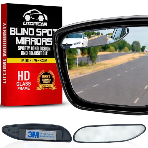 Blind Spot Mirrors for Sports Cars 5.3” x 1.3” - HD Glass Frameless Convex Wide Angle Side Mirror Accessories, Traffic Safety & Lane Change Support – Sports Car Accessories - color: Sports-cars