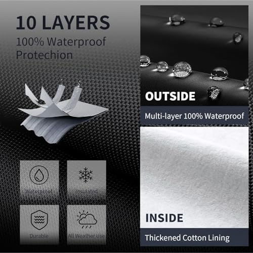 Ram 1500 Truck Cover Custom Fit 2009-2026 Crew Cab Short Bed(5.7'-6.4') with Door Zipper, 10 Layers Outdoor Heavy Pickup Truck Cover Waterproof All Weather, Wind Dust Sun Protector. - size: Ram 1500 2009-2026 Crew Cab+Towel+Bag