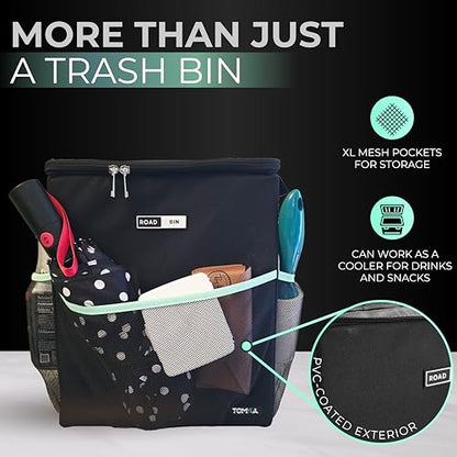 RoadBin™ Car Trash Can – Slim 4" 2.5 Gallon Space-Saving Design, Stays Upright, Leakproof & Odor-Proof Car Garbage Can for Clean, Clutter-Free Cars, Trucks & SUVs