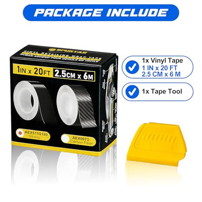 Spurtar Gloss Black Vinyl Wrap 1 Inch x 20ft Air-Release Adhesive Car Vinyl Tape Chrome Delete Wrap Roll DIY Car Exterior Decoration Door Edge Guard Vehicle Detailing Paper 2.5CM x 6M - size: 1 in x 20 ft