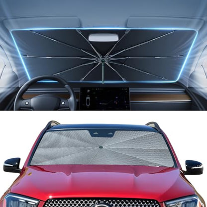 Autorder Windshield Sun Shade Umbrella for 2020-2024 Mercedes GLE 350 450 Accessories,Upgraded Ice Crystal Material,Easy Setup Umbrella Sunshade for Car Windshield,100% Sun Blocking - size: Mercedes GLE 350/450 2020-2024