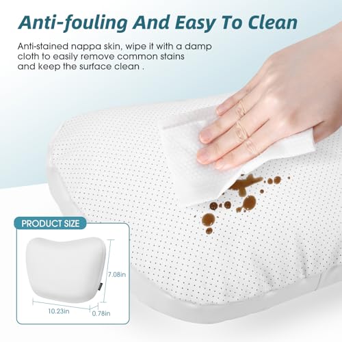 Upgraded Car Seat Neck Pillow - Adjustable Height Headrest Cushion - Fits Tesla Model 3/Y/S/X High Elastic Pearl Cotton Interior and Ventilated Nappa Leather - Neck Pain Relief (2 Pack White) - color: White