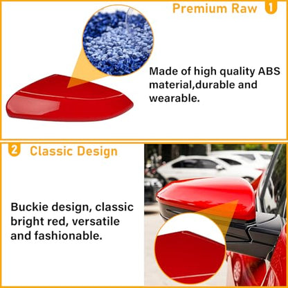 Moonlinks 2PCS Compatible with 2016-2021 Honda Civic Passenger and Driver Side Mirror Cover Replacement,Red Mirror Cap for 10th Gen Civic,2019-2022 Insight(LH+RH) - size: 10th-Pair Red