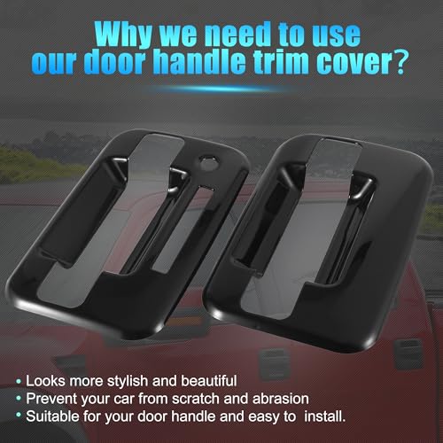 X AUTOHAUX 4pcs Gloss Black Exterior Door Handle Cover for Ford F-150 4DR 2004-2014 Car Outside Decor Trim