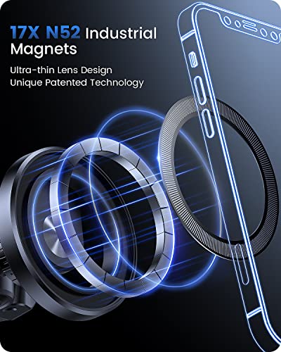 OQTIQ for MagSafe CD Phone Mount[Hollow Ring Design] Magnetic Phone Holder for Car CD Phone Holder Mount for iPhone 16 15 14 13 Pro Max Mini Plus MagSafe Case All Phones - color: Black-Magsafe