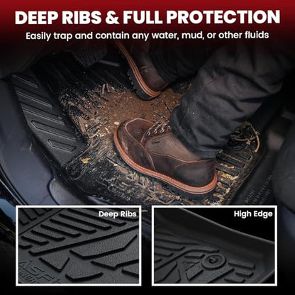 LASFIT Floor Mats 2019-2026 for Chevy Silverado/GMC Sierra 1500, 2020-2026 2500HD 3500HD, Only Double Cab/Bucket Seat (Only Fit with Rear Under-Seat Storage, But Not Fit 2nd Row Plastic Storage) - size: Bucket/Double Cab/With Rear Storage 2019-2026