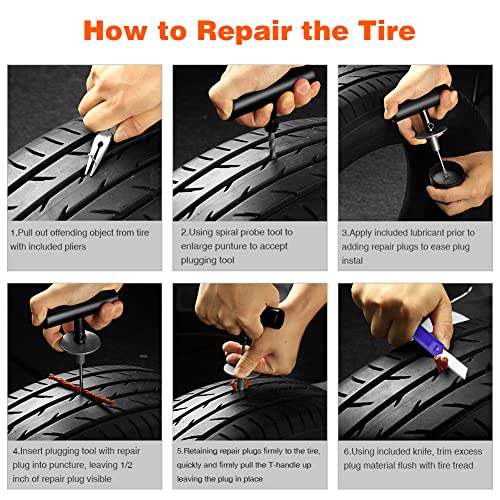 AUTOWN Tire Repair Kit - 68pcs Heavy Duty Tire Plug Kit, Universal Tire Repair Tools to Fix Punctures and Plug Flats Patch Kit for car Motorcycle, Truck, ARB，ATV, Tractor, RV, SUV, Trailer - size: 67pcs