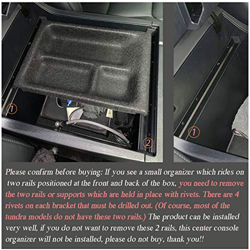 JDMCAR Compatible with Toyota Tundra Accessories 2014-2021 Center Console Organizer, Insert ABS Black Materials Tray, Armrest Secondary Storage Box - Full Tray -Red Trim - color: RED