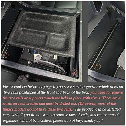 JDMCAR Compatible with Toyota Tundra Accessories 2014-2021 Center Console Organizer, Insert ABS Black Materials Tray, Armrest Secondary Storage Box - Full Tray -Red Trim - color: RED