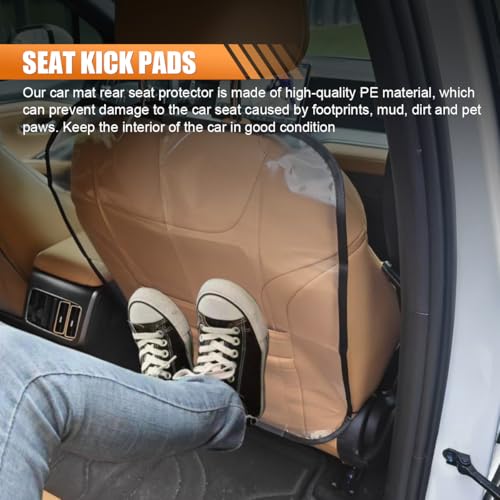 2PCS Car Kick Mats Back Seat Protector for Kids, Universal Anti-Scratch Transparent Auto Seat Back Cover Against Mud, Waterproof Vehicle Backseat Protection Pad for Most SUVs Trucks (Black) - color: Black
